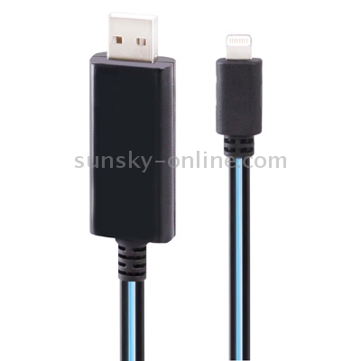 Blue Visible Light USB Sync Data / Charging Cable for iPhiPhone 6 & 6 Plus, iPhone 5 & 5S & 5C, iPad Air, Length: 80cm(Black) Blue Visible Light USB Sync Data / Charging Cable for iPhiPhone 6 & 6 Plus, iPhone 5 & 5S & 5C, iPad Air, Length: 80cm(Black)