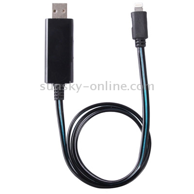 Blue Visible Light USB Sync Data / Charging Cable for iPhiPhone 6 & 6 Plus, iPhone 5 & 5S & 5C, iPad Air, Length: 80cm(Black) Blue Visible Light USB Sync Data / Charging Cable for iPhiPhone 6 & 6 Plus, iPhone 5 & 5S & 5C, iPad Air, Length: 80cm(Black)