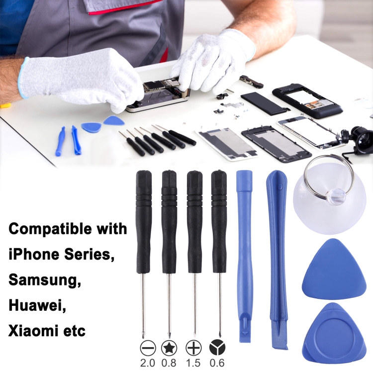 10 in 1 Repair Kits (4 x Screwdriver + 2 x Teardown Rods + 1 x Chuck + 2 x Triangle on Thick Slices + Eject Pin) - 5