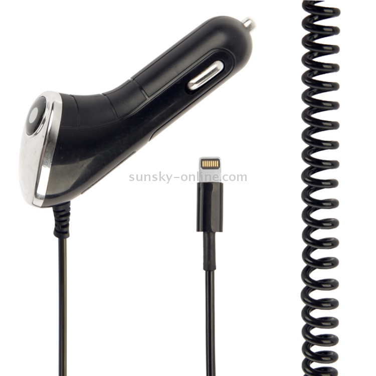 5V 2.4A Car Charger Coiled Cable for iPhone 5 & 5C & 5S (Black) 5V 2.4A Car Charger Coiled Cable for iPhone 5 & 5C & 5S (Black)