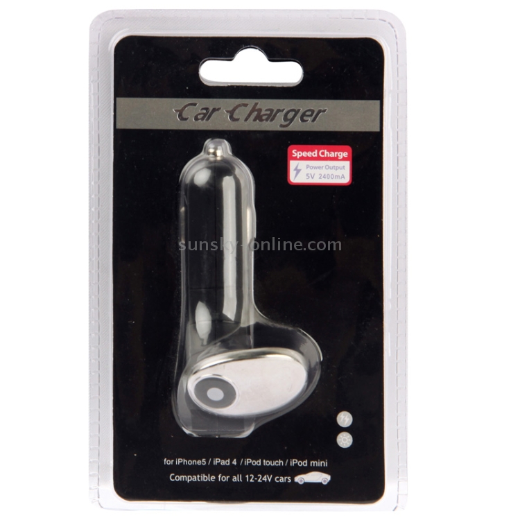 5V 2.4A Car Charger Coiled Cable for iPhone 5 & 5C & 5S (Black) 5V 2.4A Car Charger Coiled Cable for iPhone 5 & 5C & 5S (Black)