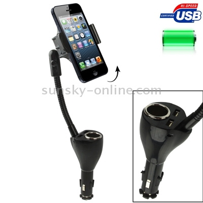 Universal Car Holder with Dual USB Charger & Cigarette Lighter Socket, Width: 58-85mm Universal Car Holder with Dual USB Charger & Cigarette Lighter Socket, Width: 58-85mm
