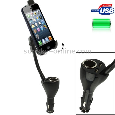 Universal Car Holder with Dual USB Charger & Cigarette Lighter Socket for iPhone 5 / iPhone 4 & 4S / Galaxy S IV / i9300 / Other Smart Phones, Height: 105-130mm Universal Car Holder with Dual USB Charger & Cigarette Lighter Socket for iPhone 5 / iPhone 4 & 4S / Galaxy S IV / i9300 / Other Smart Phones, Height: 105-130mm