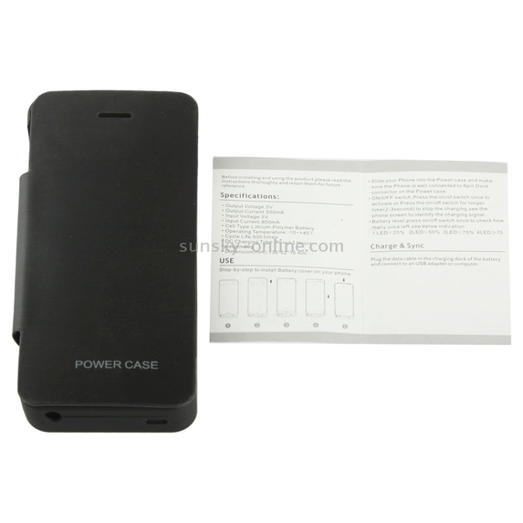 2500mAh Power Bank Leather Case with Holder for iPhone 5(Black) 2500mAh Power Bank Leather Case with Holder for iPhone 5(Black)
