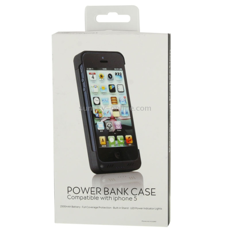 2500mAh Power Bank Leather Case with Holder for iPhone 5(Black) 2500mAh Power Bank Leather Case with Holder for iPhone 5(Black)