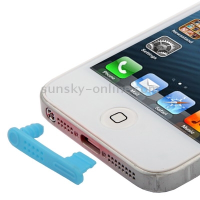 100 PCS Dock Plug and Earphone Jack Anti-dust Stopper for iPhone 5/5S/5C(Blue)