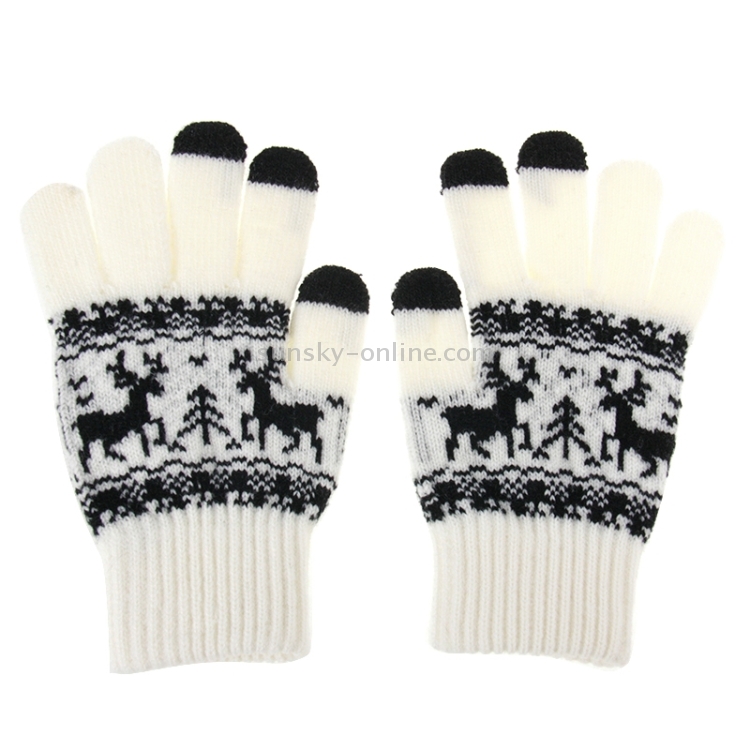 Woven Double Deer Pattern Three Finger Touch Screen Touch Gloves