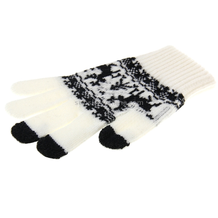 Woven Double Deer Pattern Three Finger Touch Screen Touch Gloves