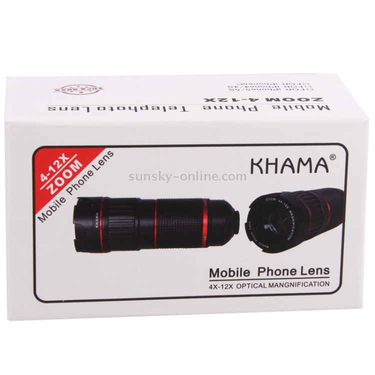Khama 4-12X Zoom Mobile Phone Telephoto Lense for iPhone 5 & 5S(Black) Khama 4-12X Zoom Mobile Phone Telephoto Lense for iPhone 5 & 5S(Black)