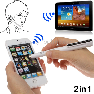2 in 1 Multipoint Bluetooth Headset Handsfree + Capacitive Touch Screen Stylus for iPhone 5 / iPhone 4 & 4S / 3GS / iPad 2 / Galaxy Tab, Supports Two Bluetooth Devices Simultaneously , Operating Distance: Max 10m (White) 2 in 1 Multipoint Bluetooth Headset Handsfree + Capacitive Touch Screen Stylus for iPhone 5 / iPhone 4 & 4S / 3GS / iPad 2 / Galaxy Tab, Supports Two Bluetooth Devices Simultaneously , Operating Distance: Max 10m (White)