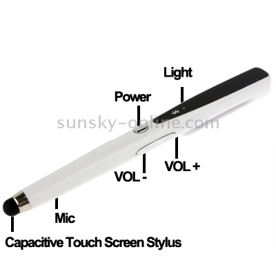2 in 1 Multipoint Bluetooth Headset Handsfree + Capacitive Touch Screen Stylus for iPhone 5 / iPhone 4 & 4S / 3GS / iPad 2 / Galaxy Tab, Supports Two Bluetooth Devices Simultaneously , Operating Distance: Max 10m (White) 2 in 1 Multipoint Bluetooth Headset Handsfree + Capacitive Touch Screen Stylus for iPhone 5 / iPhone 4 & 4S / 3GS / iPad 2 / Galaxy Tab, Supports Two Bluetooth Devices Simultaneously , Operating Distance: Max 10m (White)
