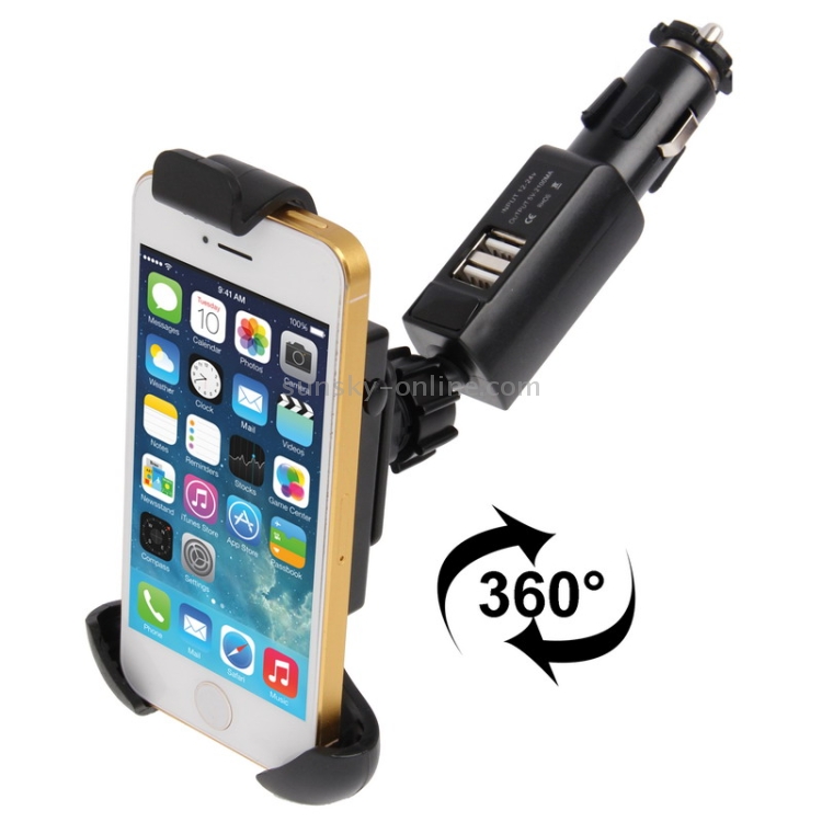 5V 2A Universal 360 Degree Rotatable Car Mount with 2 USB Charger, Adjustable Width: 115-150mm 5V 2A Universal 360 Degree Rotatable Car Mount with 2 USB Charger, Adjustable Width: 115-150mm