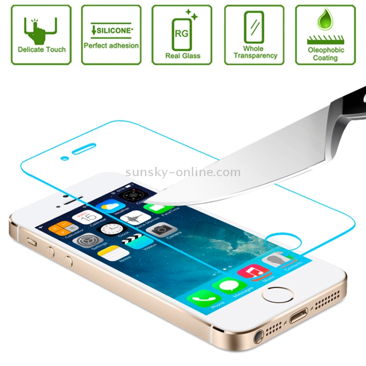 0.3mm Ultra-thin Explosion-proof Tempered Glass Film for iPhone 5(Transparent)