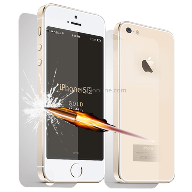 0.4mm 2 in 1 Ultra-thin Explosion-proof Tempered Front + Back Glass Film for iPhone 5 & 5S