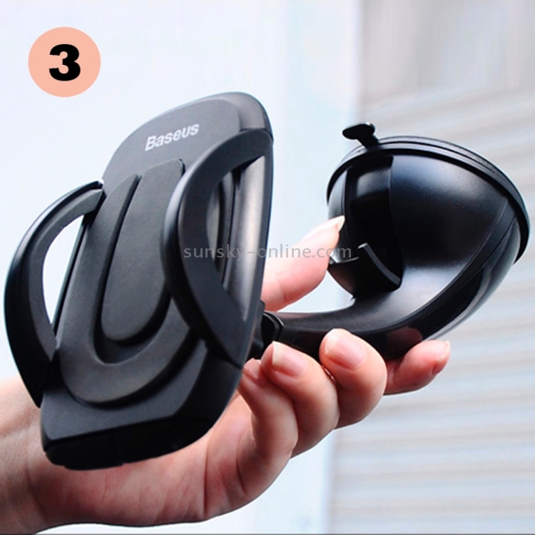 Baseus Universal Windshield Sucker Bracket Stand 360 Degree Rotating Car Mounts Holder for iPhone / Samsung / Sony(Black) Baseus Universal Windshield Sucker Bracket Stand 360 Degree Rotating Car Mounts Holder for iPhone / Samsung / Sony(Black)