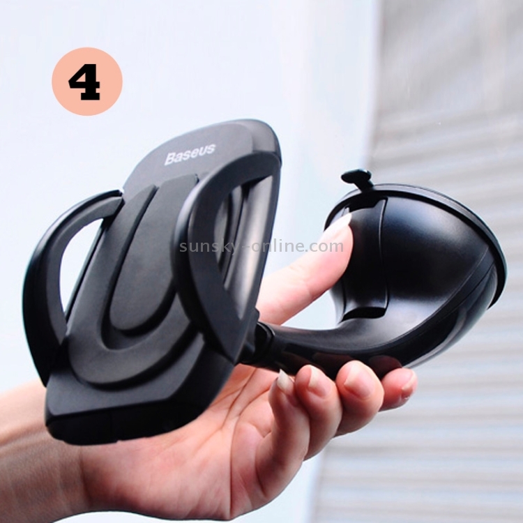 Baseus Universal Windshield Sucker Bracket Stand 360 Degree Rotating Car Mounts Holder for iPhone / Samsung / Sony(Black) Baseus Universal Windshield Sucker Bracket Stand 360 Degree Rotating Car Mounts Holder for iPhone / Samsung / Sony(Black)
