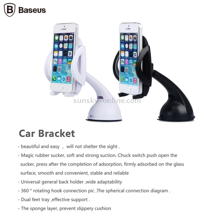 Baseus Universal Windshield Sucker Bracket Stand 360 Degree Rotating Car Mounts Holder for iPhone / Samsung / Sony(Black) Baseus Universal Windshield Sucker Bracket Stand 360 Degree Rotating Car Mounts Holder for iPhone / Samsung / Sony(Black)