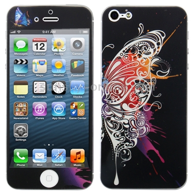 2 in 1(Front+Back) Butterfly Pattern With Dishcloth Protective Skin Sticker for iPhone 5 2 in 1(Front+Back) Butterfly Pattern With Dishcloth Protective Skin Sticker for iPhone 5