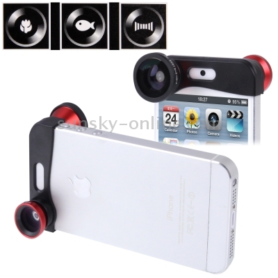 3 in 1 Camera Lens Kits (180 Degree Fisheye Lens + Super Wide Lens + Macro Lens) for iPhone 5(Red) 3 in 1 Camera Lens Kits (180 Degree Fisheye Lens + Super Wide Lens + Macro Lens) for iPhone 5(Red)