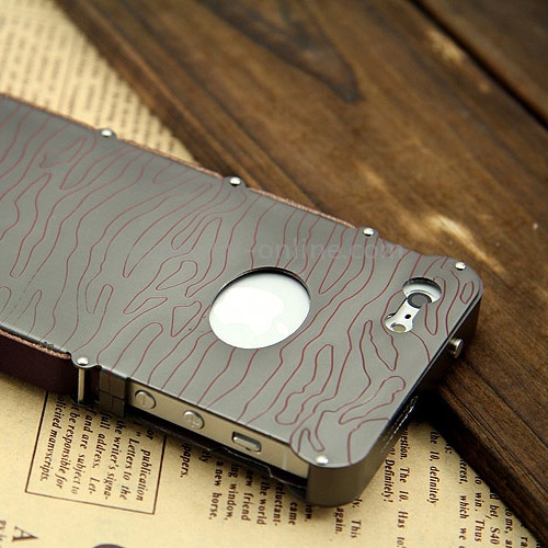 Showkoo Armor Series Hand Carved Aluminum Metal Bumper + Leather Case for iPhone 5 & 5S Showkoo Armor Series Hand Carved Aluminum Metal Bumper + Leather Case for iPhone 5 & 5S