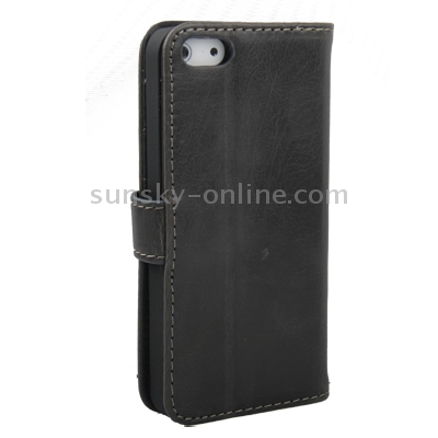  Leather Case with Credit Card Slots & Holder for iPhone 5 & 5S(Black)