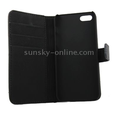  Leather Case with Credit Card Slots & Holder for iPhone 5 & 5S(Black)