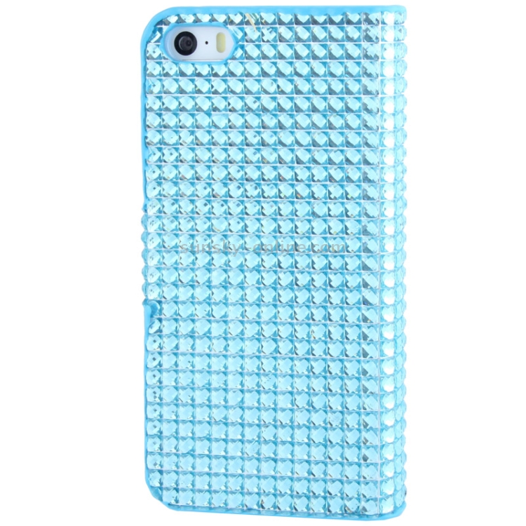 Rubbery Diamond Encrusted Horizontal Flip Leather Case with Credit Card Slots for iPhone 5 & 5s & SE & SE (Blue) Rubbery Diamond Encrusted Horizontal Flip Leather Case with Credit Card Slots for iPhone 5 & 5s & SE & SE (Blue)