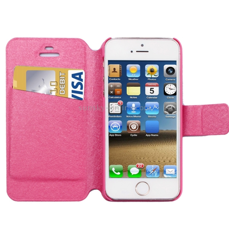 Silk Texture Leather Case with Credit Card Slot & Holder for iPhone 5 & 5s & SE & SE(Magenta) Silk Texture Leather Case with Credit Card Slot & Holder for iPhone 5 & 5s & SE & SE(Magenta)