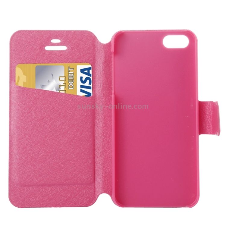 Silk Texture Leather Case with Credit Card Slot & Holder for iPhone 5 & 5s & SE & SE(Magenta) Silk Texture Leather Case with Credit Card Slot & Holder for iPhone 5 & 5s & SE & SE(Magenta)
