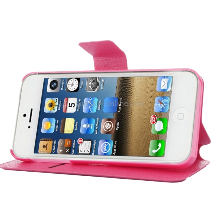 Silk Texture Leather Case with Credit Card Slot & Holder for iPhone 5 & 5s & SE & SE(Magenta) Silk Texture Leather Case with Credit Card Slot & Holder for iPhone 5 & 5s & SE & SE(Magenta)