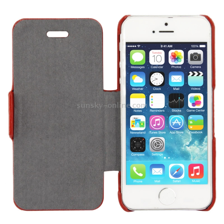 Thermal Styling Litchi Texture Flip Top-grain Genuine Leather Case for iPhone 5 & 5s & SE & SE (Red) Thermal Styling Litchi Texture Flip Top-grain Genuine Leather Case for iPhone 5 & 5s & SE & SE (Red)
