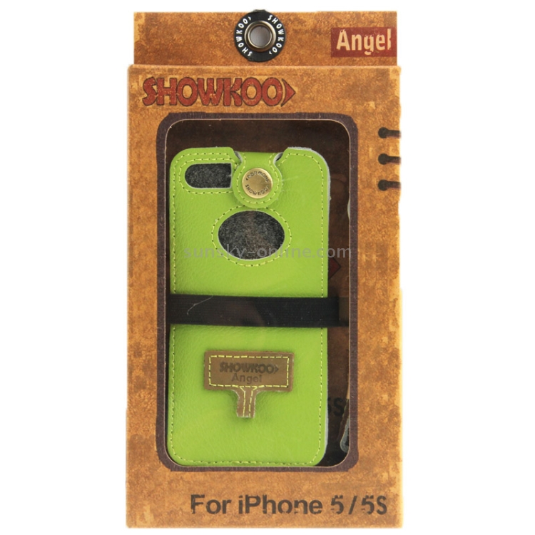 SHOWKOO Lichi Texture Premium Luxury Vertical Style Snap Button Leather Case with Call Display ID & Lanyards for iPhone 5 & 5s & SE & SE(Green) SHOWKOO Lichi Texture Premium Luxury Vertical Style Snap Button Leather Case with Call Display ID & Lanyards for iPhone 5 & 5s & SE & SE(Green)
