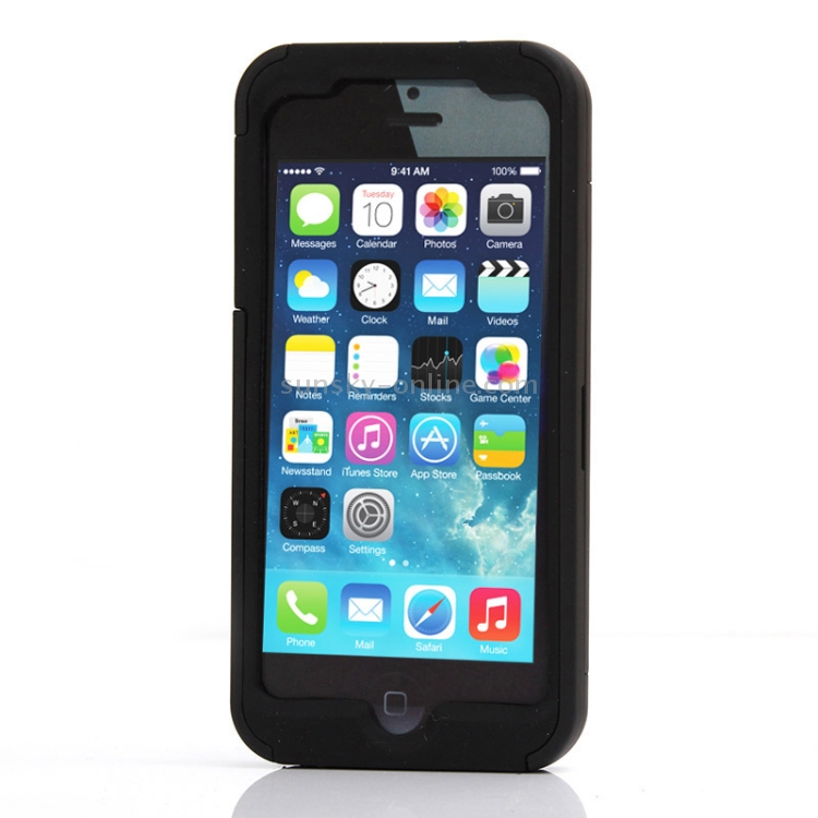 Silicone + Plastic Combination Case with Holder for iPhone 5(Black) Silicone + Plastic Combination Case with Holder for iPhone 5(Black)