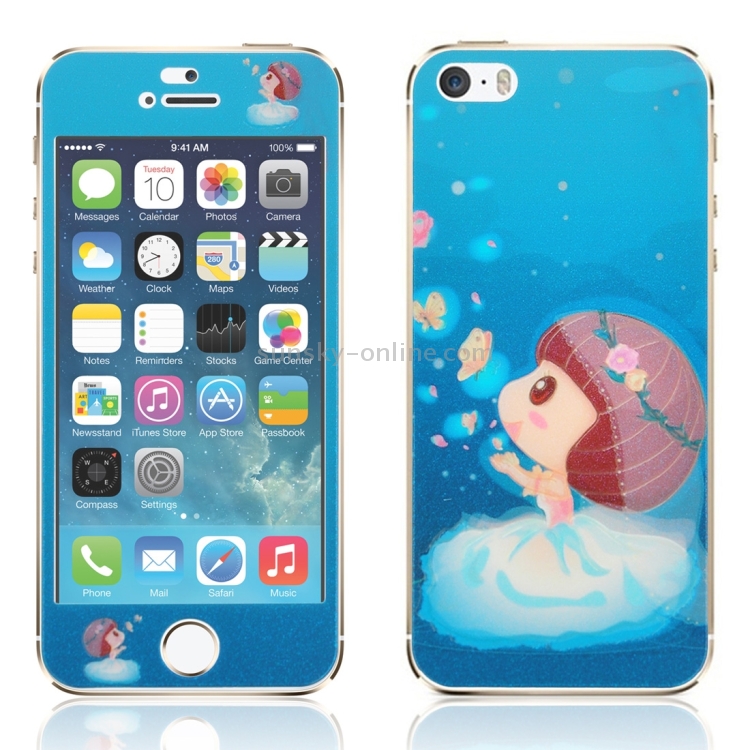 0.3mm Cartoon Girl Pattern Embossed Fluorescent Front + Back Tempered Glass Screen Protector for iPhone 5 & 5S 0.3mm Cartoon Girl Pattern Embossed Fluorescent Front + Back Tempered Glass Screen Protector for iPhone 5 & 5S
