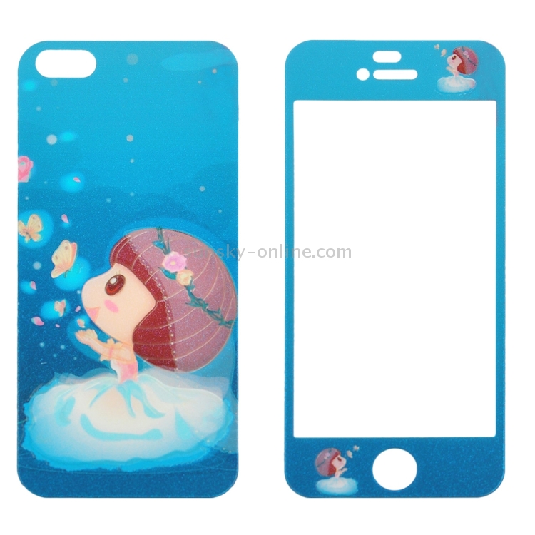 0.3mm Cartoon Girl Pattern Embossed Fluorescent Front + Back Tempered Glass Screen Protector for iPhone 5 & 5S 0.3mm Cartoon Girl Pattern Embossed Fluorescent Front + Back Tempered Glass Screen Protector for iPhone 5 & 5S