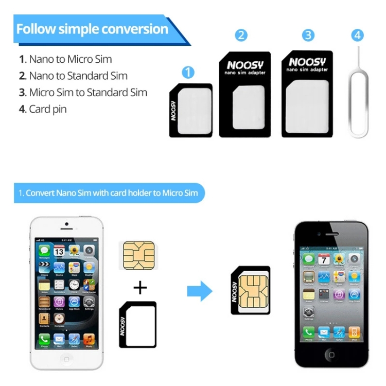 Entier 3 en 1 pour carte Nano Sim à la carte Micro Sim et adaptateur de carte  Sim standard Convertisseur Accessoires de téléphone portable