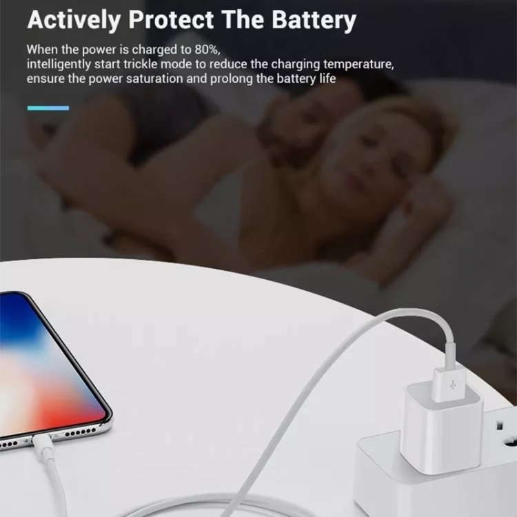 2 in 1 5V 1A US Plug Travel Charger Adapter with 1m 8-pin Cable For iPhone(White)