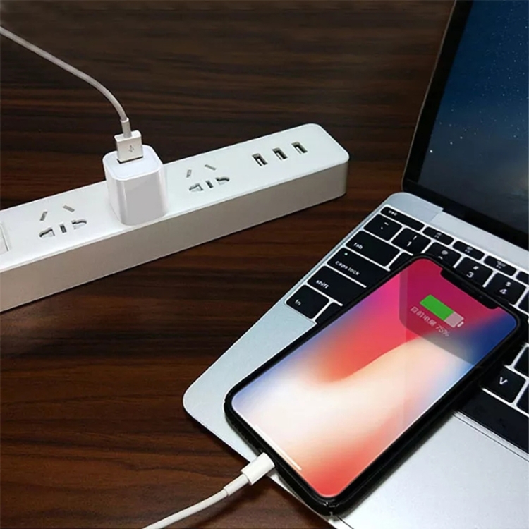 2 in 1 5V 1A US Plug Travel Charger Adapter with 1m 8-pin Cable For iPhone(White)