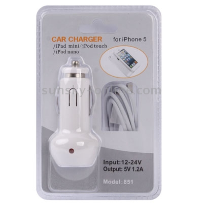 5V 1.2A Car Charger with USB to 8 Pin Cable for iPhone 5 / iPod touch 5 / 6, Cable Length: 1m 5V 1.2A Car Charger with USB to 8 Pin Cable for iPhone 5 / iPod touch 5 / 6, Cable Length: 1m