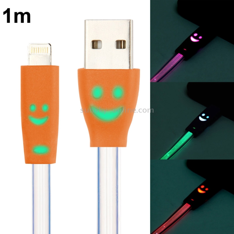 7-colors Luminescence USB Charge / Data Transfer Cable with Smile Face, Suitable for iPhone 6 & 6 Plus, iPhone 5 & 5S & 5C, iPad Air, Support iOS 8.3(Orange) 7-colors Luminescence USB Charge / Data Transfer Cable with Smile Face, Suitable for iPhone 6 & 6 Plus, iPhone 5 & 5S & 5C, iPad Air, Support iOS 8.3(Orange)
