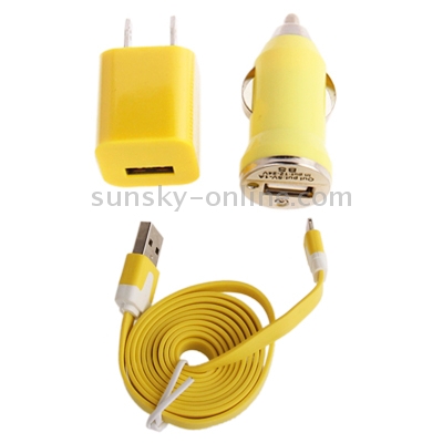 3 in 1 (5V 1A EU Plug Travel Charger Adapter + Car Charger + 1m Noodle Style 8-pin Sync Charge Cable) for iPhone 6 & 6 Plus, iPhone 5, iPod touch 5 / 6(Yellow) 3 in 1 (5V 1A EU Plug Travel Charger Adapter + Car Charger + 1m Noodle Style 8-pin Sync Charge Cable) for iPhone 6 & 6 Plus, iPhone 5, iPod touch 5 / 6(Yellow)