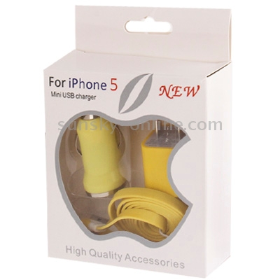 3 in 1 (5V 1A EU Plug Travel Charger Adapter + Car Charger + 1m Noodle Style 8-pin Sync Charge Cable) for iPhone 6 & 6 Plus, iPhone 5, iPod touch 5 / 6(Yellow) 3 in 1 (5V 1A EU Plug Travel Charger Adapter + Car Charger + 1m Noodle Style 8-pin Sync Charge Cable) for iPhone 6 & 6 Plus, iPhone 5, iPod touch 5 / 6(Yellow)