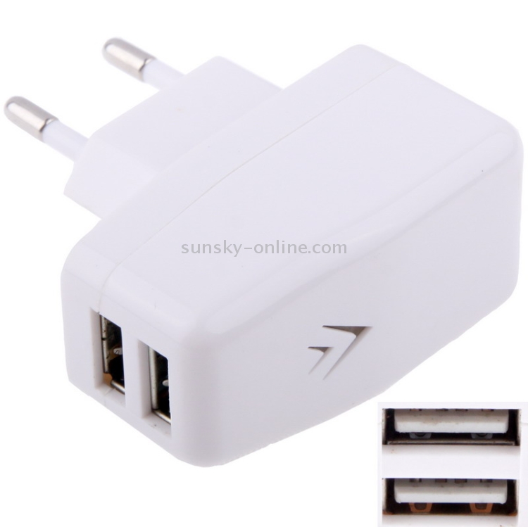 5V 2.1A EU Plug Dual USB Port Charge Adapter(White) 5V 2.1A EU Plug Dual USB Port Charge Adapter(White)