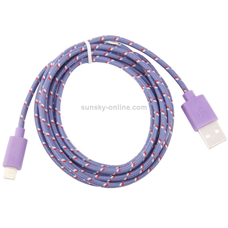 3m Nylon Netting Style USB Data Transfer Charging Cable for iPhone, iPad(Purple) 3m Nylon Netting Style USB Data Transfer Charging Cable for iPhone, iPad(Purple)