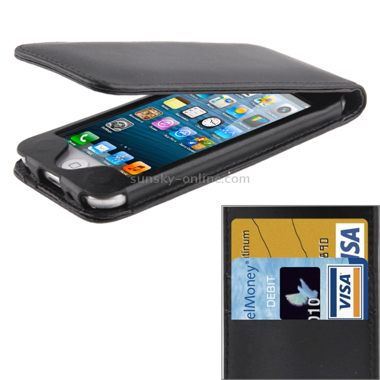 Vertical Flip Leather Case with Card Slots for iPod touch 5 / 6th(Black) Vertical Flip Leather Case with Card Slots for iPod touch 5 / 6th(Black)