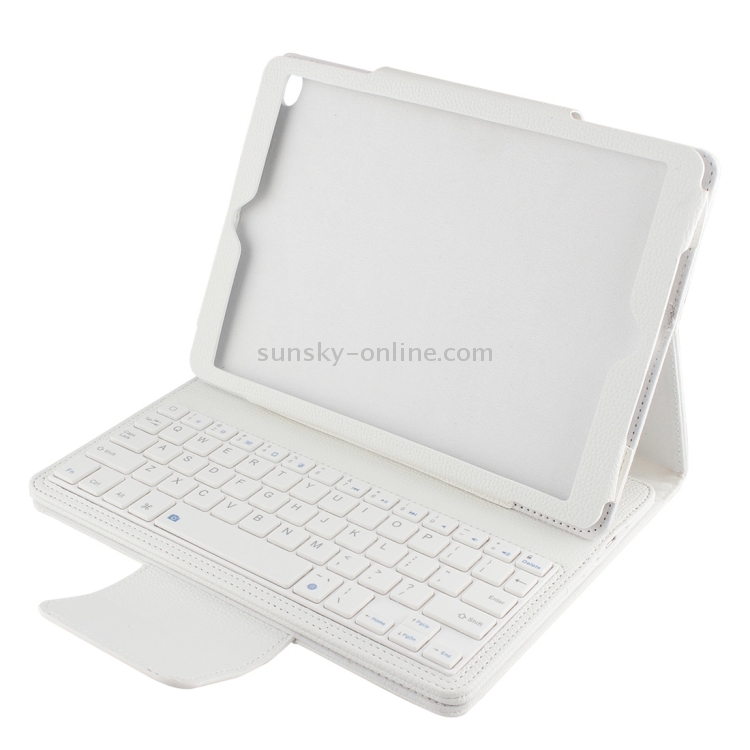 For iPad Air 2 / iPad 6 Bluetooth Keyboard Litchi Texture Tablet Case with Holder and Sleep/Wake-up Function(White) For iPad Air 2 / iPad 6 Bluetooth Keyboard Litchi Texture Tablet Case with Holder and Sleep/Wake-up Function(White)