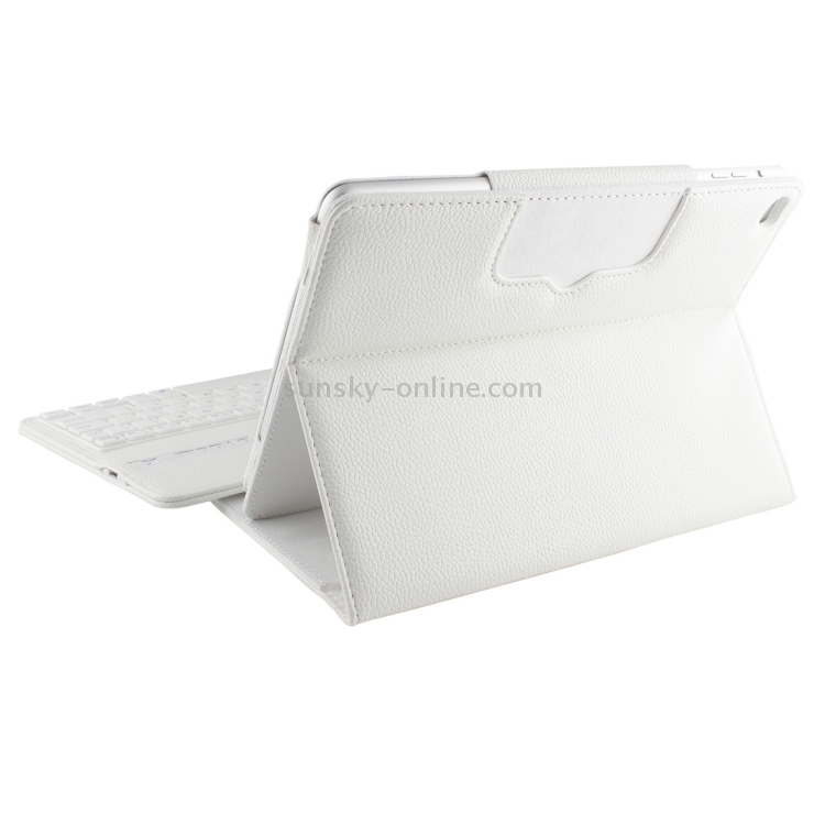 For iPad Air 2 / iPad 6 Bluetooth Keyboard Litchi Texture Tablet Case with Holder and Sleep/Wake-up Function(White) For iPad Air 2 / iPad 6 Bluetooth Keyboard Litchi Texture Tablet Case with Holder and Sleep/Wake-up Function(White)