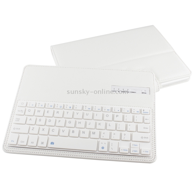 For iPad Air 2 / iPad 6 Bluetooth Keyboard Litchi Texture Tablet Case with Holder and Sleep/Wake-up Function(White) For iPad Air 2 / iPad 6 Bluetooth Keyboard Litchi Texture Tablet Case with Holder and Sleep/Wake-up Function(White)