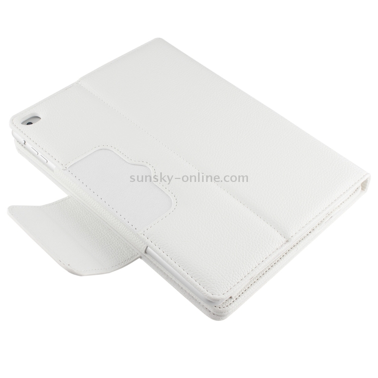 For iPad Air 2 / iPad 6 Bluetooth Keyboard Litchi Texture Tablet Case with Holder and Sleep/Wake-up Function(White) For iPad Air 2 / iPad 6 Bluetooth Keyboard Litchi Texture Tablet Case with Holder and Sleep/Wake-up Function(White)