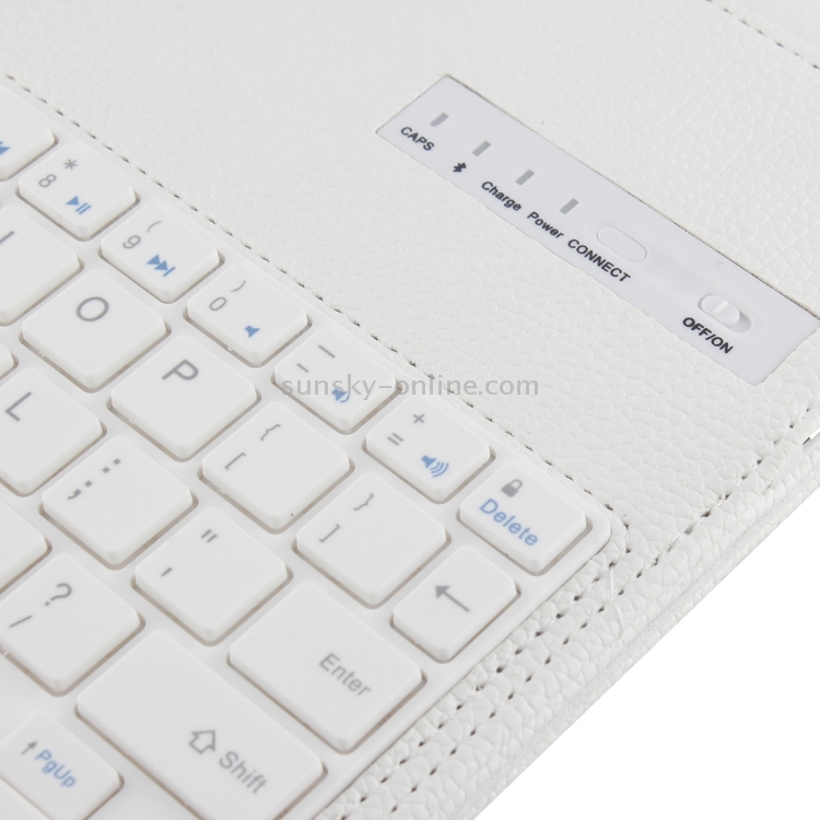 For iPad Air 2 / iPad 6 Bluetooth Keyboard Litchi Texture Tablet Case with Holder and Sleep/Wake-up Function(White) For iPad Air 2 / iPad 6 Bluetooth Keyboard Litchi Texture Tablet Case with Holder and Sleep/Wake-up Function(White)